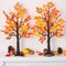 2 Pack 24 Inch Prelit Fall Maple Tree Decor with 48 LED Timer